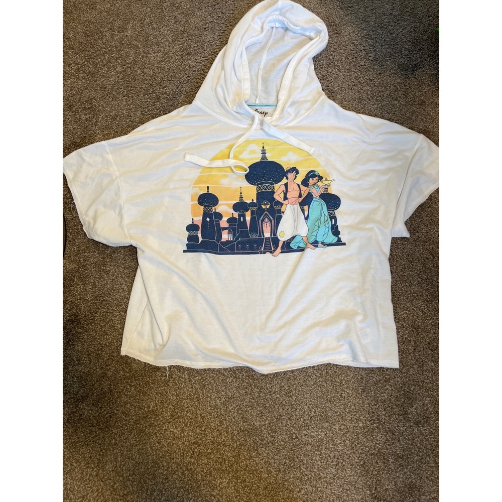 Disney Jasmine Aladdin Graphic Hoodie Sweatshirt White XL 16 18